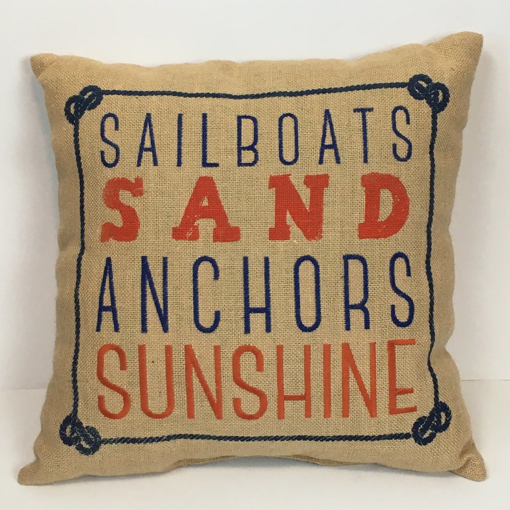 Set of 2 Tan Nautical Burlap Pillows